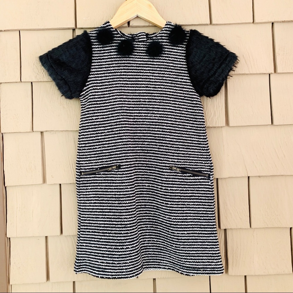 Girls Dress Black and White with Fur